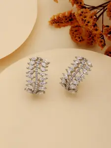 Saraf RS Jewellery Silver-Plated American Diamond Studded Classic Drop Earrings
