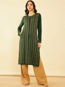 Soch Woven Design Round Neck Straight Kurta