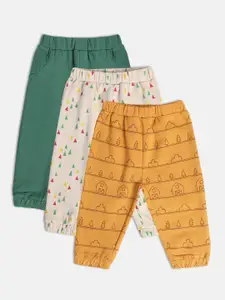 MINI KLUB Boys Pack Of 3 Conversational Printed Pure Cotton Joggers