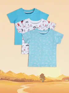 MINI KLUB Infants Boys Pack of 3 Conversational Printed Pure Cotton T-shirt