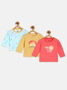MINI KLUB Infants Girls Pack of 3 Printed Pure Cotton Tops