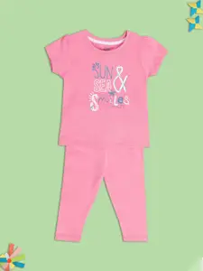 MINI KLUB Infant Girls Cotton Printed Top With Pyjamas