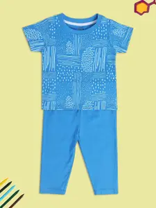 MINI KLUB Boys Blue Printed T-shirt with Trousers