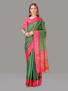 ZIBLON Green Woven Design Zari Art Silk Designer Kanjeevaram Saree