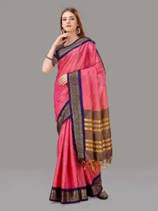 ZIBLON Pink Woven Design Zari Art Silk Designer Kanjeevaram Saree