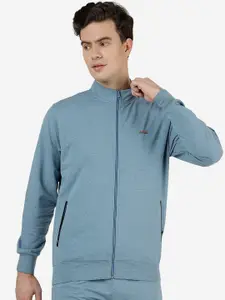 JADE BLUE Slim Fit Long Sleeves Open Front Jacket