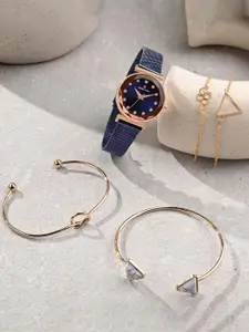Daniel Klein Women Stone Studded Bracelet & Analogue Watch Gift Set