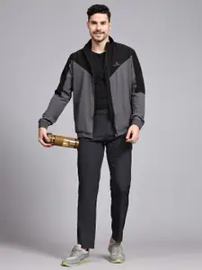 Dpassion Men Colourblocked Mock Collar Tracksuit