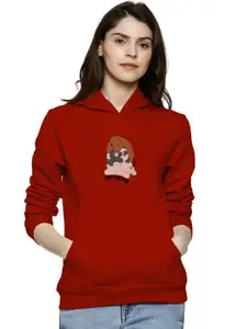 BAESD Women Red Hooded Sweatshirt