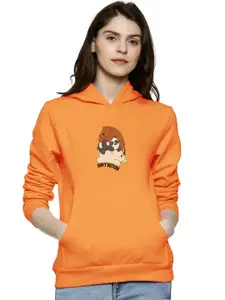 BAESD Women Orange Hooded Sweatshirt