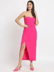 ISAM Pink Scuba Sheath Midi Dress