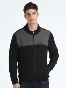 Flying Machine Colourblocked Mock Collar Sweatshirt