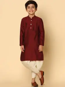 KISAH Boys Mandarin Collar Regular Kurta With Dhoti Pants