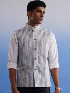 SHVAAS by VASTRAMAY Printed Cotton Nehru Jacket