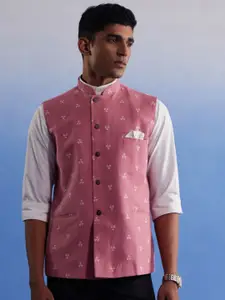 VASTRAMAY Printed Pure Cotton Nehru Jackets