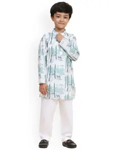 BAESD Boys Abstract Printed Regular Straight Kurta with Pyjamas