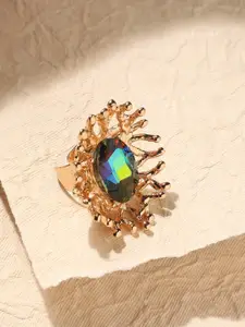 SOHI Gold-Plated Stone-Studded Tentacles Statement Finger Ring