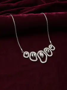 SOHI Silver-Plated Studded Necklace