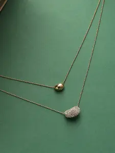 SOHI Gold-Plated Artificial Stones Studded Layered Necklace