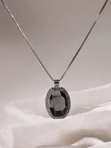SOHI Black & Silver-Toned Silver-Plated Necklace