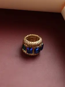 SOHI Gold-Plated Stone-Studded Cocktail Finger Ring