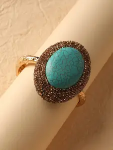 SOHI Women Gold Plated Stone Studded Bangle Style Bracelet