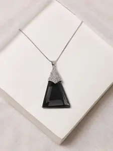 SOHI Black & Silver-Toned Silver-Plated Necklace
