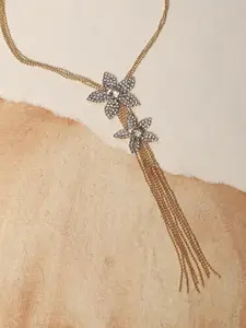 SOHI Gold-Plated Artificial Stones Studded Necklace