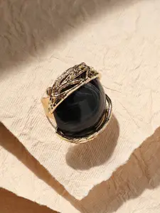 SOHI Gold-Plated Stone-Studded Eye Statement Ring