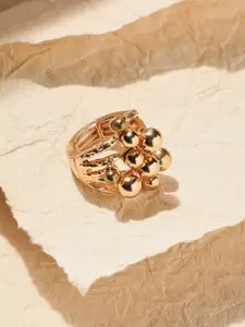 SOHI Gold-Plated Cluster Ball Cocktail Ring