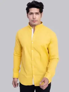 INDIAN THREADS Men Yellow Slim Fit Formal Shirt