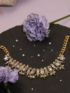 SOHI Silver-Plated Studded Designer Party Necklace