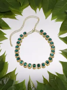 SOHI Gold-Toned & Green Silver-Plated Necklace