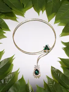 SOHI Silver-Plated Stone-Studded Choker Necklace