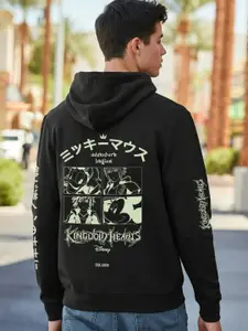 Bewakoof Official Merchandise Mickey's Kingdom Graphic Printed Fleece Hooded Sweatshirt