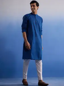 VASTRAMAY Pure Cotton Straight Kurta With Pyjamas