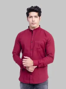 INDIAN THREADS Men Maroon Slim Fit Formal Shirt