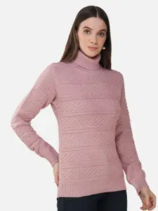 Chemistry Striped Turtle Neck Acrylic Pullover