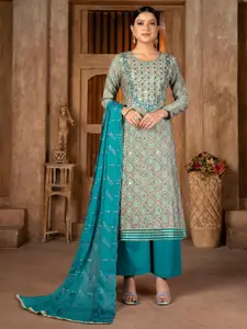 KALINI Multicoloured & Blue Embroidered Unstitched Dress Material