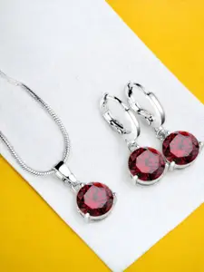 Designs & You Silver-Plated CZ Studded Pendant Set