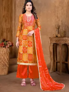 KALINI Multicoloured & Orange Printed Pure Cotton Unstitched Dress Material