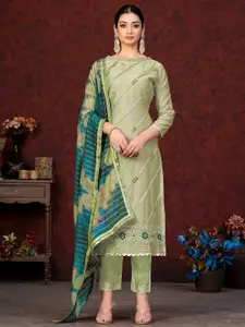 KALINI Green & Green Embroidered Unstitched Dress Material