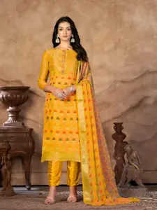 KALINI Yellow & Yellow Unstitched Dress Material
