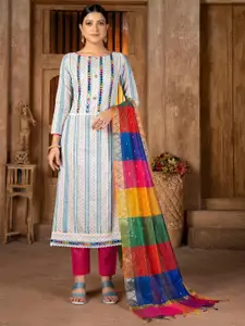KALINI Multicoloured & Pink Unstitched Dress Material