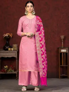 KALINI Pink & Pink Embroidered Unstitched Dress Material