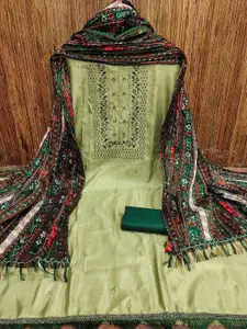 KALINI Green & Green Embroidered Unstitched Dress Material