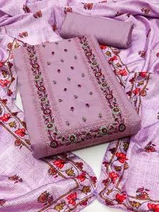 KALINI Purple & Purple Embroidered Unstitched Dress Material