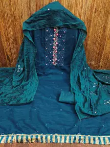 KALINI Blue & Blue Embroidered Unstitched Dress Material
