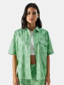 The Souled Store Women Green Opaque Printed Casual Shirt