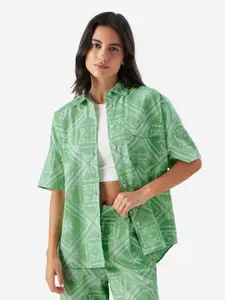 The Souled Store Oversized Ethnic Motifs Printed Pure Cotton Casual Shirt